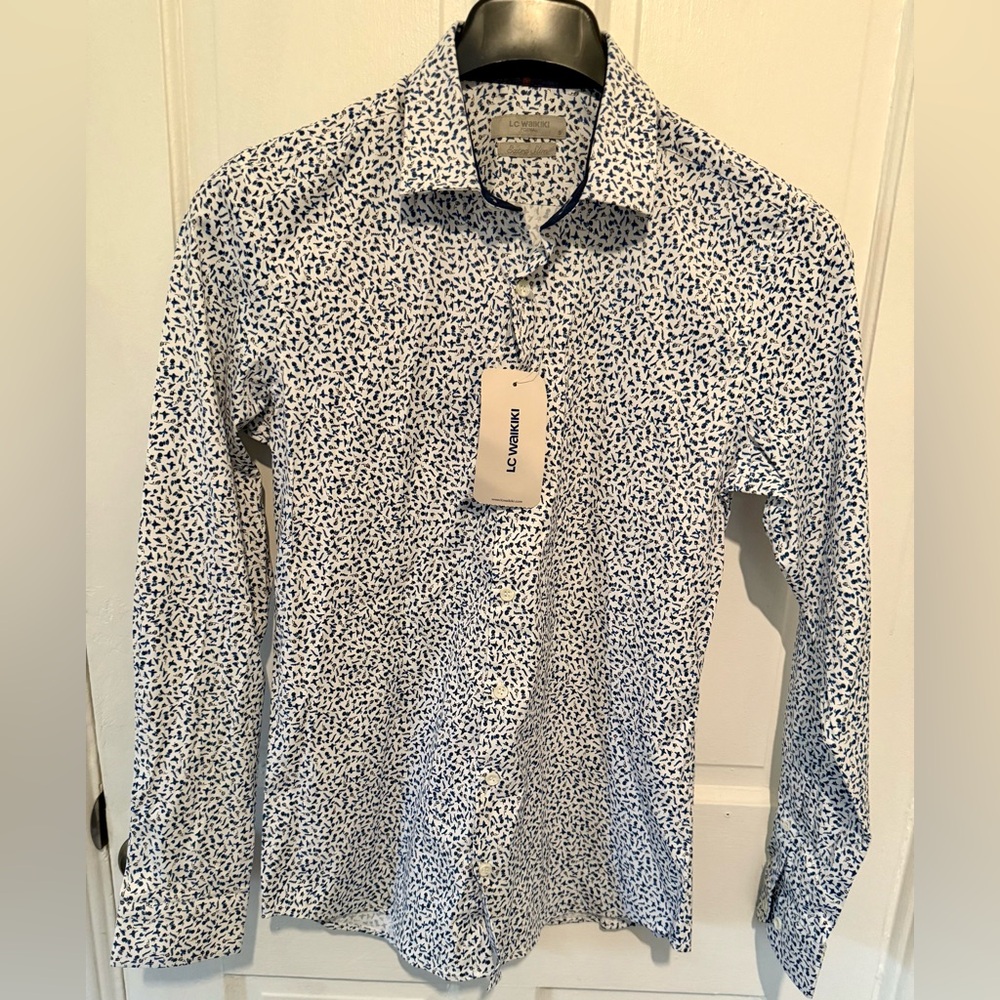 LC Waikiki Men's White and Blue Casual Shirt